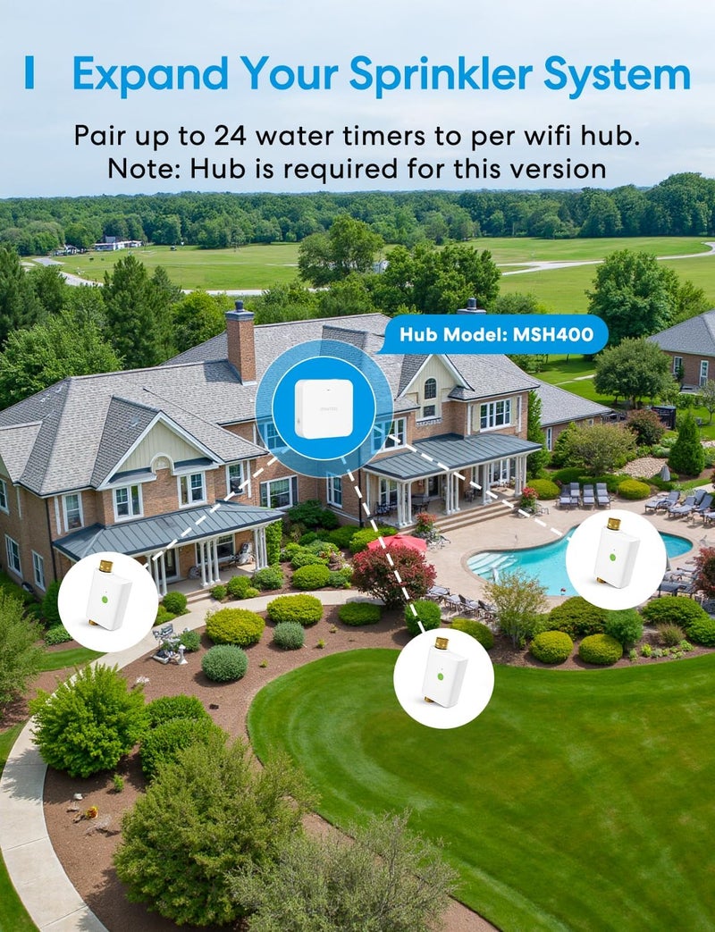meross WiFi Water Hose Timer, Smart Sprinkler Timer with Brass Inlet & Outet, Work with Apple Homekit, Alexa & Google Assistant, Water Valve for Lawn, Garden, Yard and Pool, WiFi Hub Required - Image 4